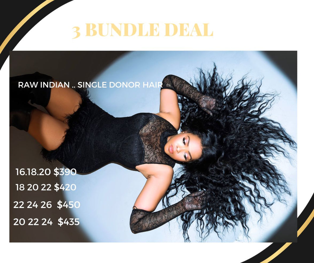 Raw Indian  hair 3 bundle deal